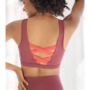 POPFLEX corset sports bra, crimson color size small